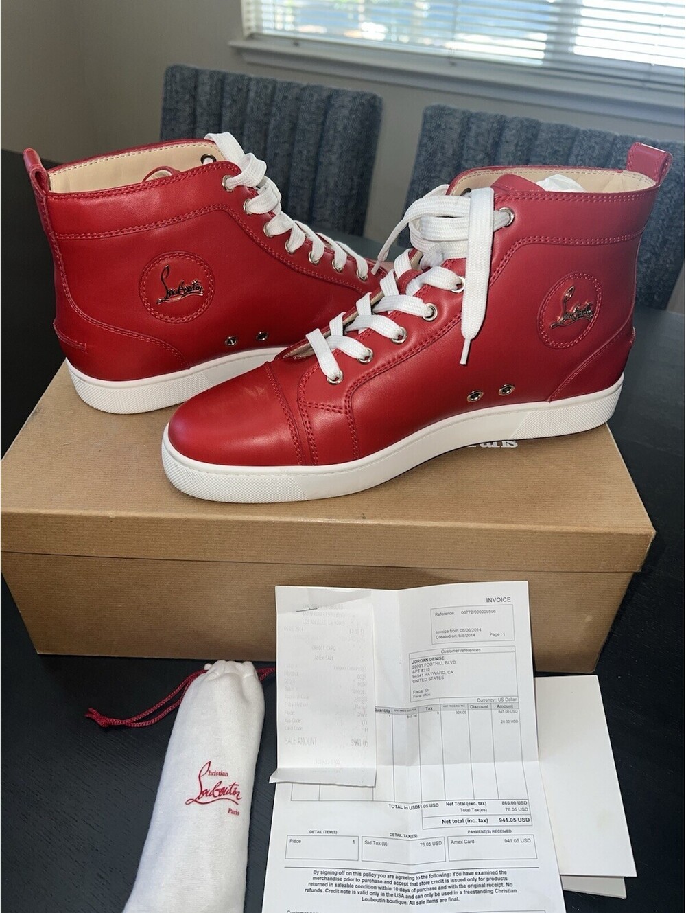 Christian Louboutin Louis Flat Calf Rouge de Mars Sneakers Size 41.5 Excellent